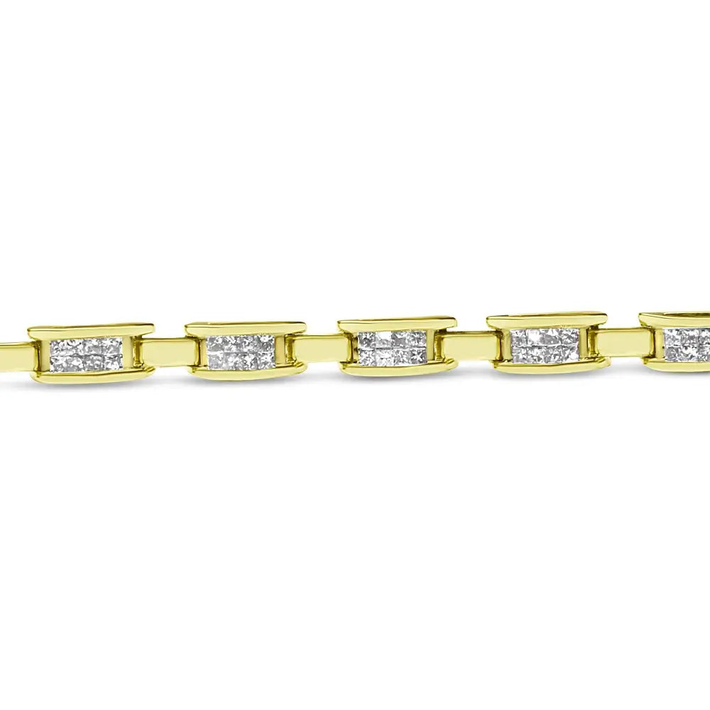 10k Yellow Gold 2.0 Cttw Invisible-set Princess Cut Diamond Rectangular Link Bracelet (i-j Color Si2-i1 Clarity)