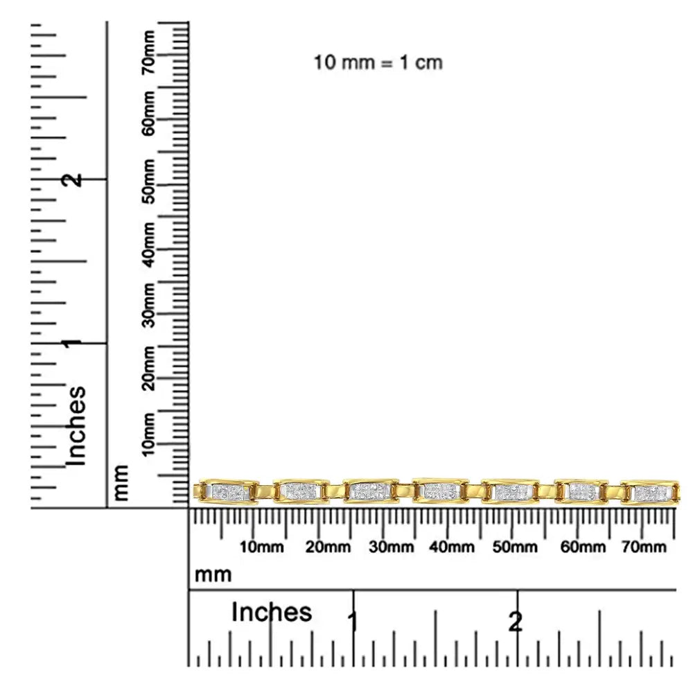 10k Yellow Gold 2.0 Cttw Invisible-set Princess Cut Diamond Rectangular Link Bracelet (i-j Color Si2-i1 Clarity)