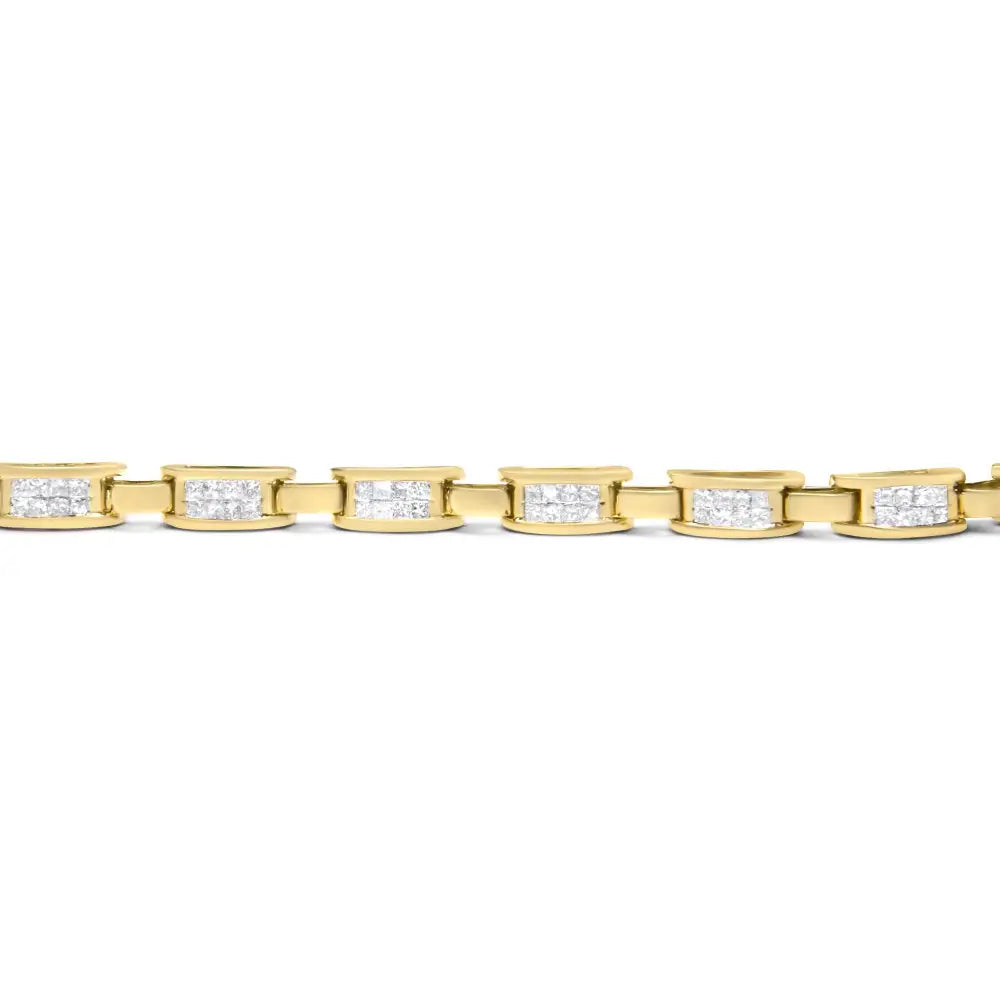 10k Yellow Gold 2.0 Cttw Invisible-set Princess Cut Diamond Rectangular Link Bracelet (i-j Color Si2-i1 Clarity)