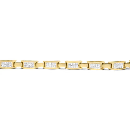 10k Yellow Gold 2.0 Cttw Invisible-set Princess Cut Diamond Rectangular Link Bracelet (i-j Color Si2-i1 Clarity)