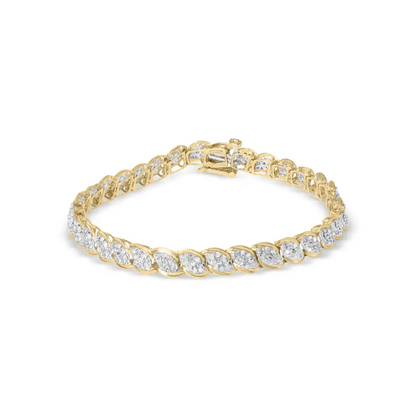 10k Yellow Gold 2.00 Cttw Round-cut Diamond Link 7.5’’ Bracelet (j-k Color I2-i3 Clarity) - Fine Jewelry us Direct