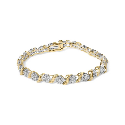 10k Yellow Gold 2.00 Cttw Round Cut Diamond ?S’ Cluster Bracelet (j-k Color I1-i2 Clarity) - 7 - Fine Jewelry us Direct