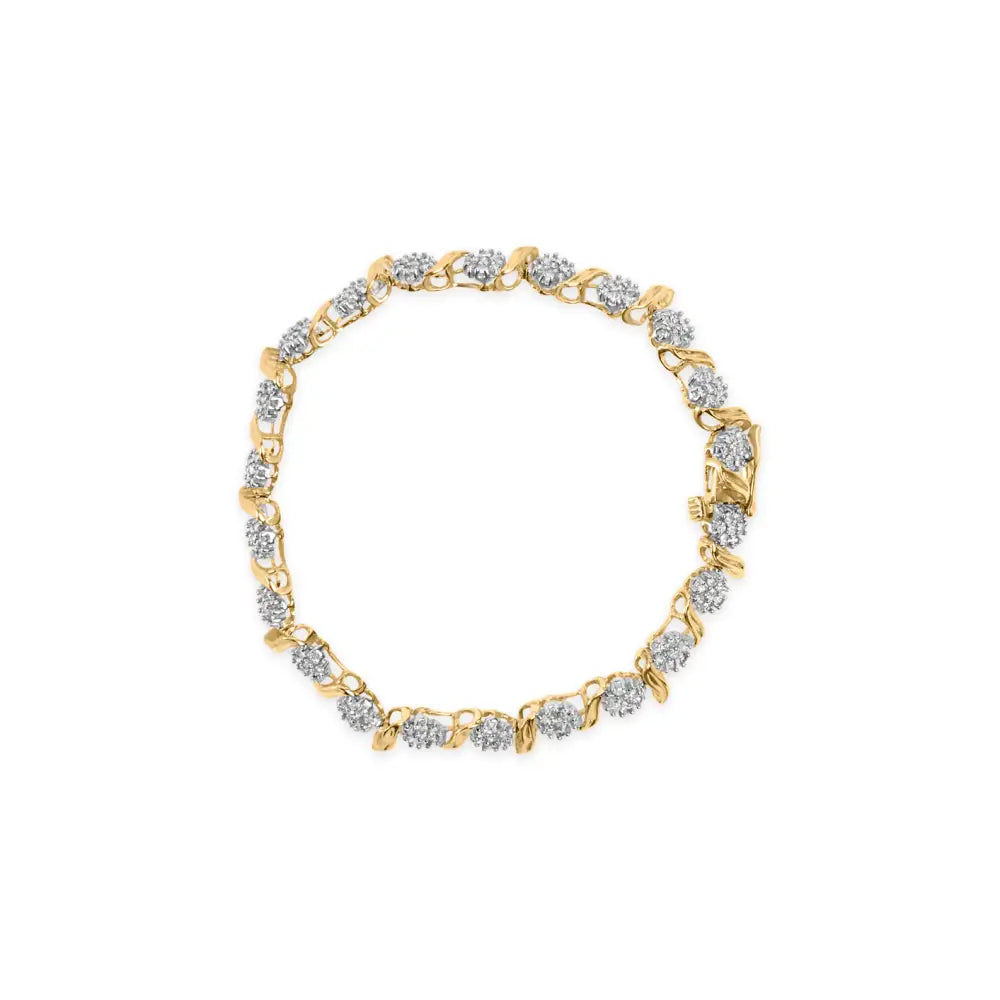 10k Yellow Gold 2.00 Cttw Round Cut Diamond ?S’ Cluster Bracelet (j-k Color I1-i2 Clarity) - 7 - Fine Jewelry us Direct