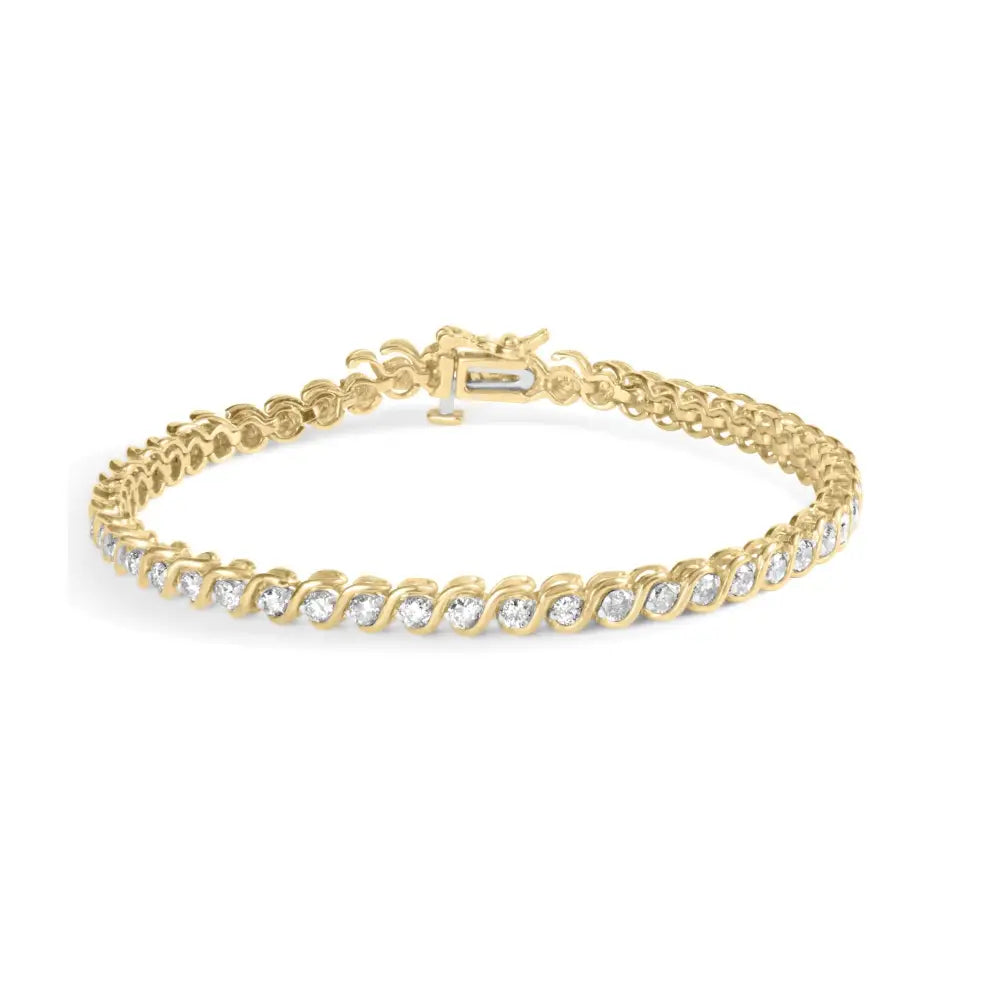 10k Yellow Gold 2.00 Cttw Round-cut Diamond S-link 7’’ Bracelet (j-k Color I1-i2 Clarity) - Fine Jewelry us Direct