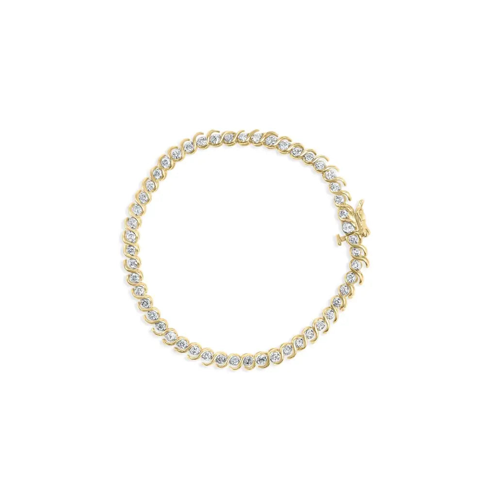 10k Yellow Gold 2.00 Cttw Round-cut Diamond S-link 7’’ Bracelet (j-k Color I1-i2 Clarity) - Fine Jewelry us Direct