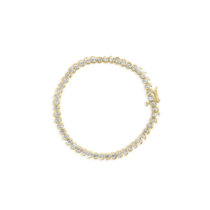 10k Yellow Gold 2.00 Cttw Round-cut Diamond S-link 7’’ Bracelet (j-k Color I1-i2 Clarity) - Fine Jewelry us Direct