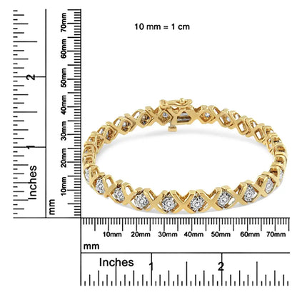 10k Yellow Gold 2.00 Cttw Round-cut Diamond ?X’ Link Tennis Bracelet (i-j Color I3 Clarity) - 7’’ - Fine Jewelry