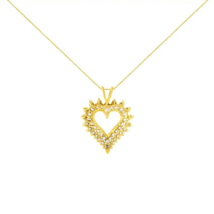 10k Yellow Gold 3.0 Cttw Brilliant-cut Diamond Open Heart 18’’ Pendant Necklace (j-k Color I1-i2 Clarity) - Fine