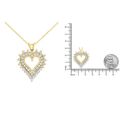 10k Yellow Gold 3.0 Cttw Brilliant-cut Diamond Open Heart 18’’ Pendant Necklace (j-k Color I1-i2 Clarity) - Fine