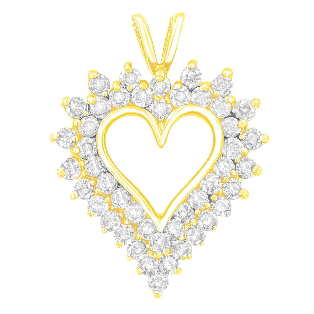 10k Yellow Gold 3.0 Cttw Brilliant-cut Diamond Open Heart 18’’ Pendant Necklace (j-k Color I1-i2 Clarity) - Fine