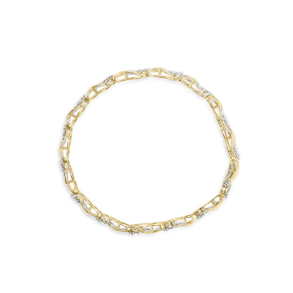 10k Yellow Gold 3.00 Cttw Round-cut and Baguette-cut Diamond ?Xoxo’ Floral Design 7.50’’ Bracelet (j-k Color