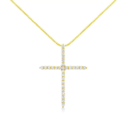 10k Yellow Gold 3.00 Cttw Round-cut Diamond Cross 18’’ Pendant Necklace (j-k Color I1-i2 Clarity) - Fine Jewelry