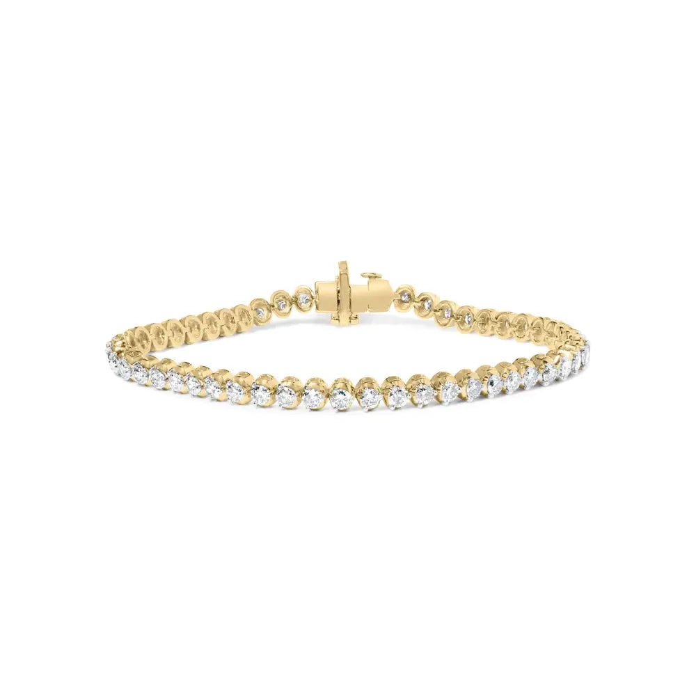 10k Yellow Gold 4.0 Cttw 3-prong Set Diamond Link Tennis Bracelet (j-k Color I1-i2 Clarity) - 7.25’’ Inches - Fine