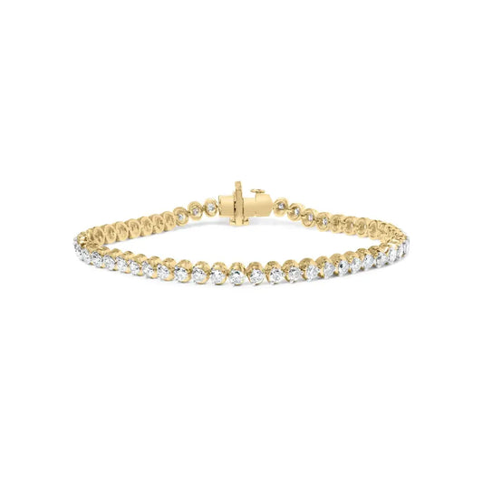 10k Yellow Gold 4.0 Cttw 3-prong Set Diamond Link Tennis Bracelet (j-k Color I1-i2 Clarity) - 7.25’’ Inches - Fine