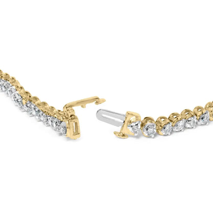 10k Yellow Gold 4.0 Cttw 3-prong Set Diamond Link Tennis Bracelet (j-k Color I1-i2 Clarity) - 7.25’’ Inches - Fine