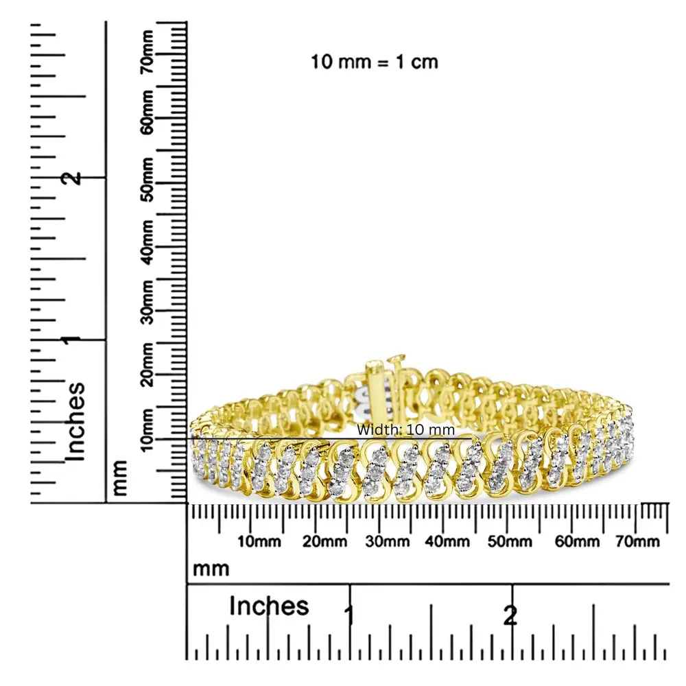 10k Yellow Gold 4.0 Cttw Diamond Triple Row Infinity 7’’ ?S’ Link Tennis Bracelet (j-k Color I2-i3 Clarity)