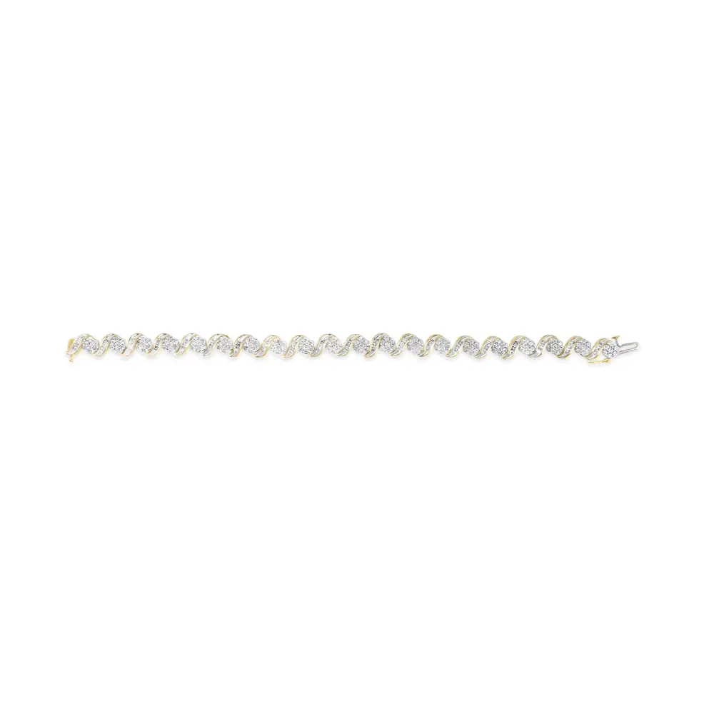 10k Yellow Gold 4.00 Cttw Diamond Floral Design Spiral Link 7.50’’ Bracelet (i-j Color I2-i3 Clarity) - Fine