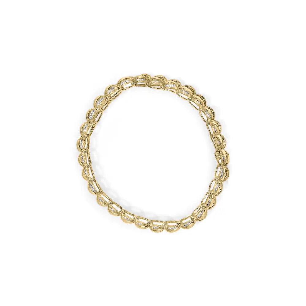 10k Yellow Gold 4.00 Cttw Pave Diamond Classic Link 7’’ Bracelet (i-j Color I2-i3 Clarity) - Fine Jewelry us Direct