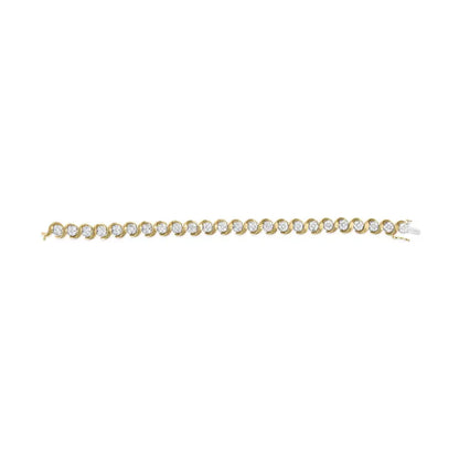 10k Yellow Gold 4.00 Cttw Round-cut Diamond Floral Link 7.5’’ Bracelet (h-i Color I2-i3 Clarity) - Fine Jewelry