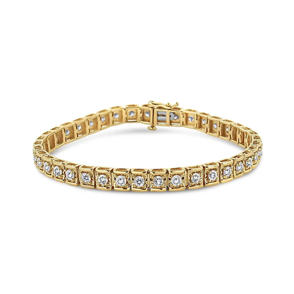 10k Yellow Gold 4.00 Cttw Round-cut Diamond Link 7.25’’ Bracelet (k-l Color I1-i2 Clarity) - Fine Jewelry us Direct