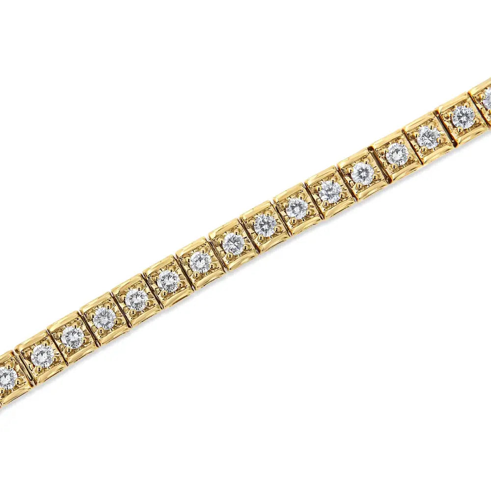 10k Yellow Gold 4.00 Cttw Round-cut Diamond Link 7.25’’ Bracelet (k-l Color I1-i2 Clarity) - Fine Jewelry us Direct