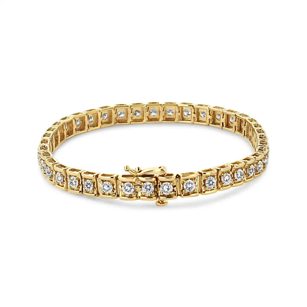 10k Yellow Gold 4.00 Cttw Round-cut Diamond Link 7.25’’ Bracelet (k-l Color I1-i2 Clarity) - Fine Jewelry us Direct