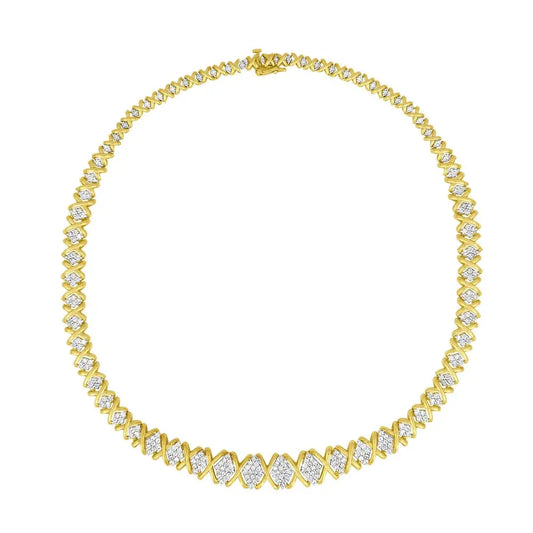 10k Yellow Gold 4 Cttw Brilliant Round-cut Diamond Graduating Riviera Statement Necklace (h-i Color I2-i3 Clarity)