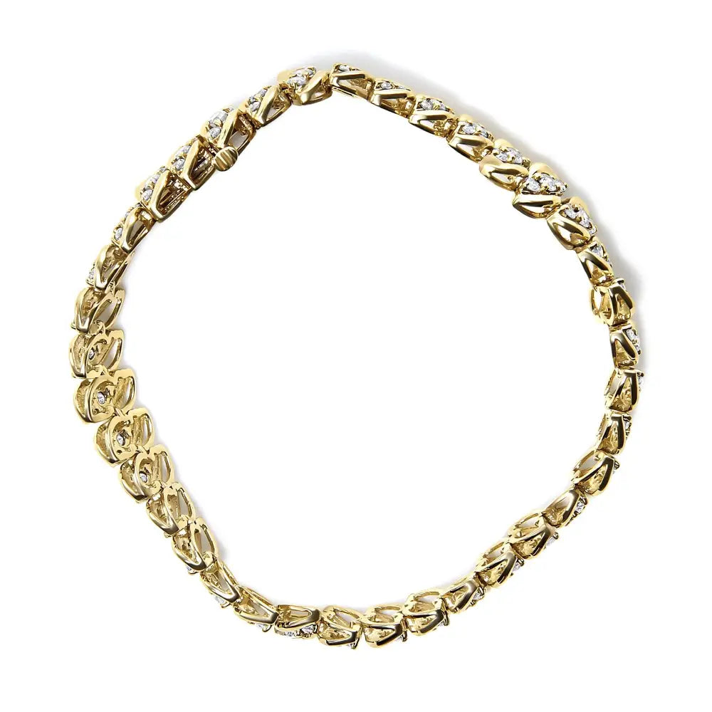 10k Yellow Gold 5.0 Cttw Diamond Double Row S-link Cuban Bracelet (j-k Color I2-i3 Clarity) - 7.25’’ Inches - Fine