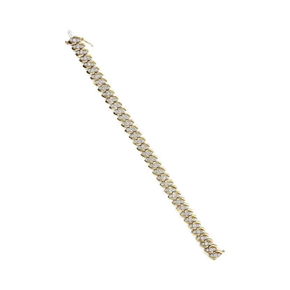 10k Yellow Gold 5.0 Cttw Diamond Double Row S-link Cuban Bracelet (j-k Color I2-i3 Clarity) - 7.25’’ Inches - Fine