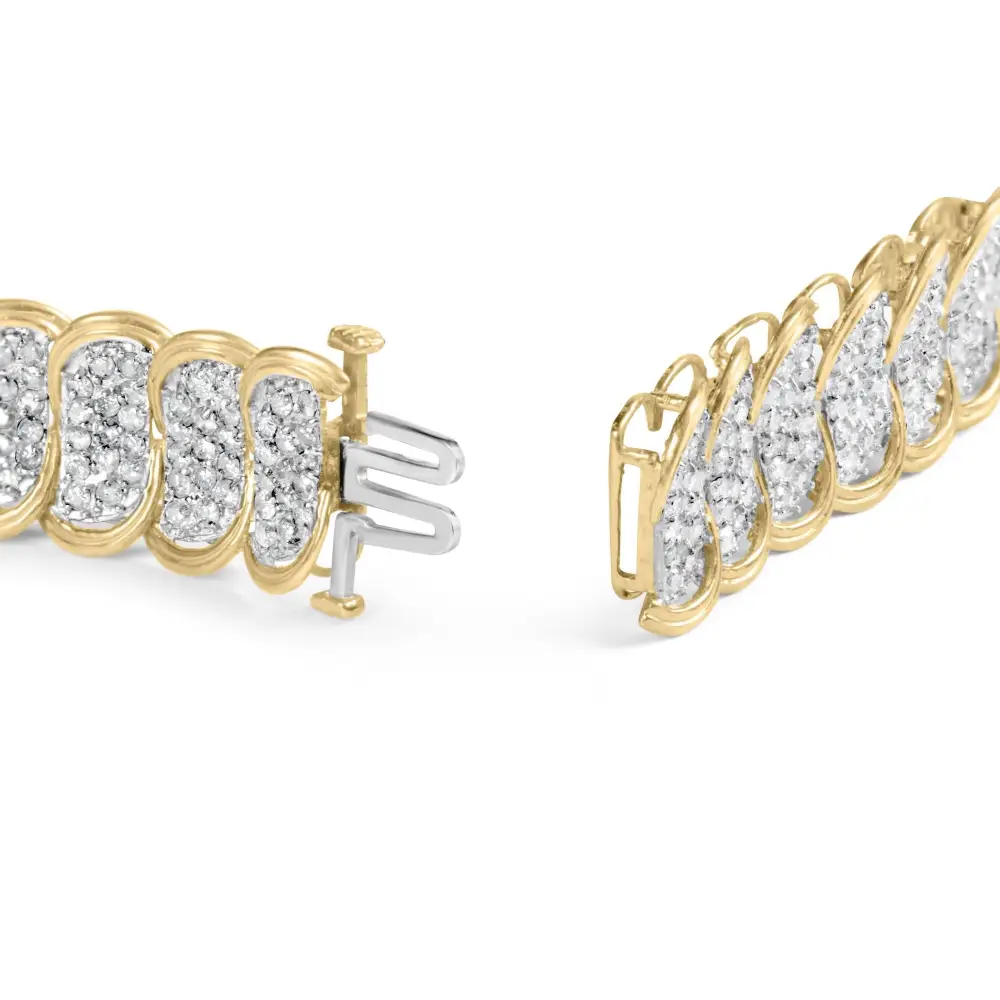 10k Yellow Gold 5.00 Cttw Diamond Oval Banded Link Bracelet (i-j Color I1-i2 Clarity) - 7’’ Inches - Fine Jewelry