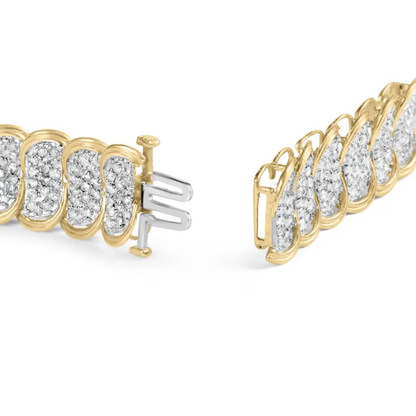 10k Yellow Gold 5.00 Cttw Diamond Oval Banded Link Bracelet (i-j Color I1-i2 Clarity) - 7’’ Inches - Fine Jewelry