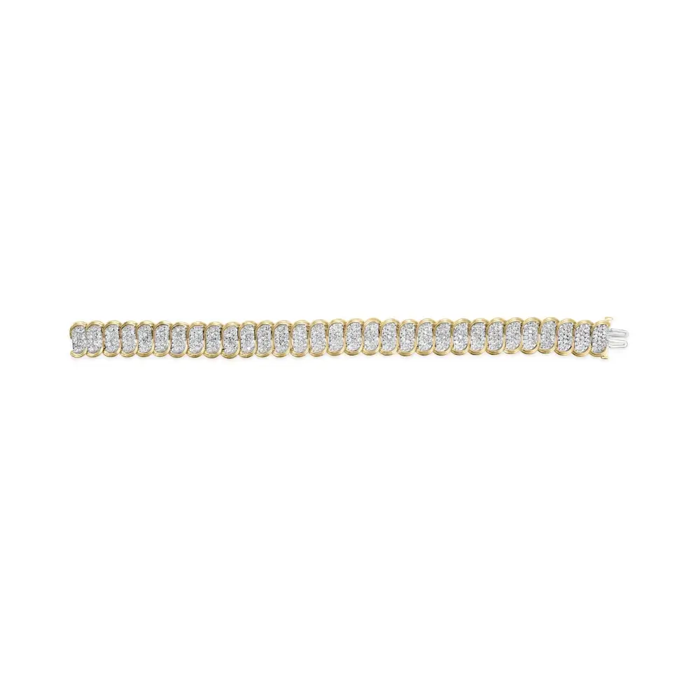 10k Yellow Gold 5.00 Cttw Diamond Oval Banded Link Bracelet (i-j Color I1-i2 Clarity) - 7’’ Inches - Fine Jewelry