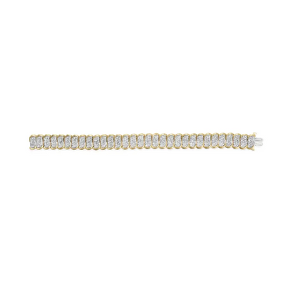 10k Yellow Gold 5.00 Cttw Diamond Oval Banded Link Bracelet (i-j Color I1-i2 Clarity) - 7’’ Inches - Fine Jewelry