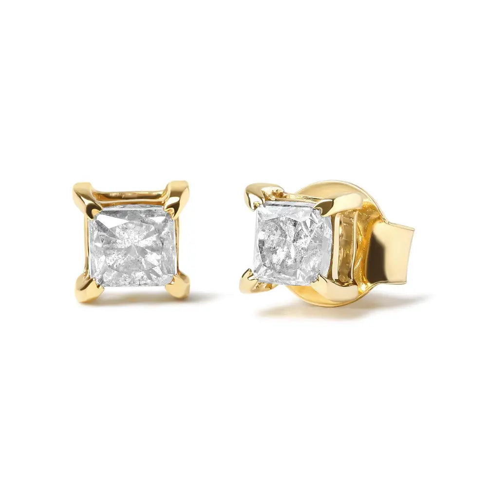 10k Yellow Gold 5/8 Cttw Princess Cut Diamond 4-prong Solitaire Stud Earrings (j-k Color I2-i3 Clarity) - Fine Jewelry