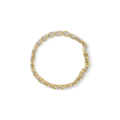 10k Yellow Gold 6.00 Cttw Pave Diamond S-link Wave Link Bracelet (h-i Color I2-i3 Clarity) - 7’’ - Fine Jewelry