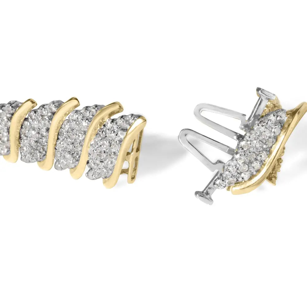 10k Yellow Gold 6.00 Cttw Pave Diamond S-link Wave Link Bracelet (h-i Color I2-i3 Clarity) - 7’’ - Fine Jewelry