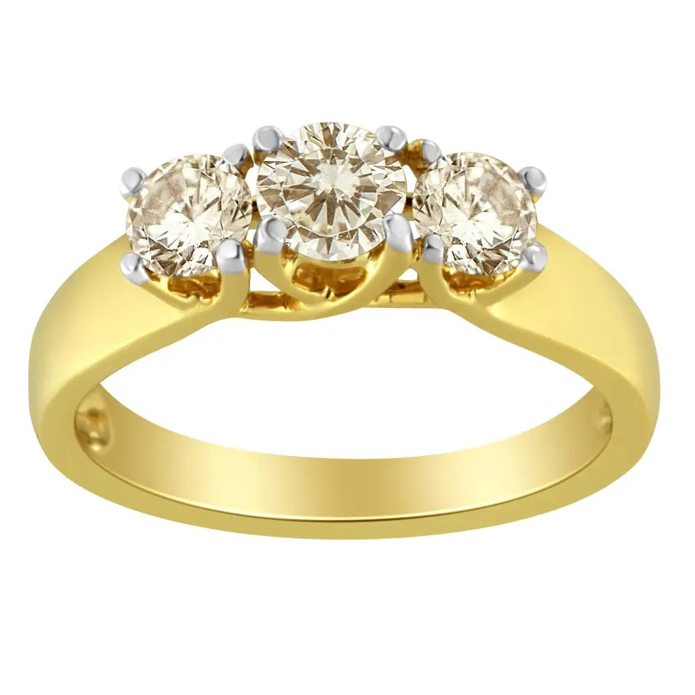 10k Yellow Gold Diamond 3-stone Ring (1 Cttw J-k Color I1-i2 Clarity) - Fine Jewelry us Direct