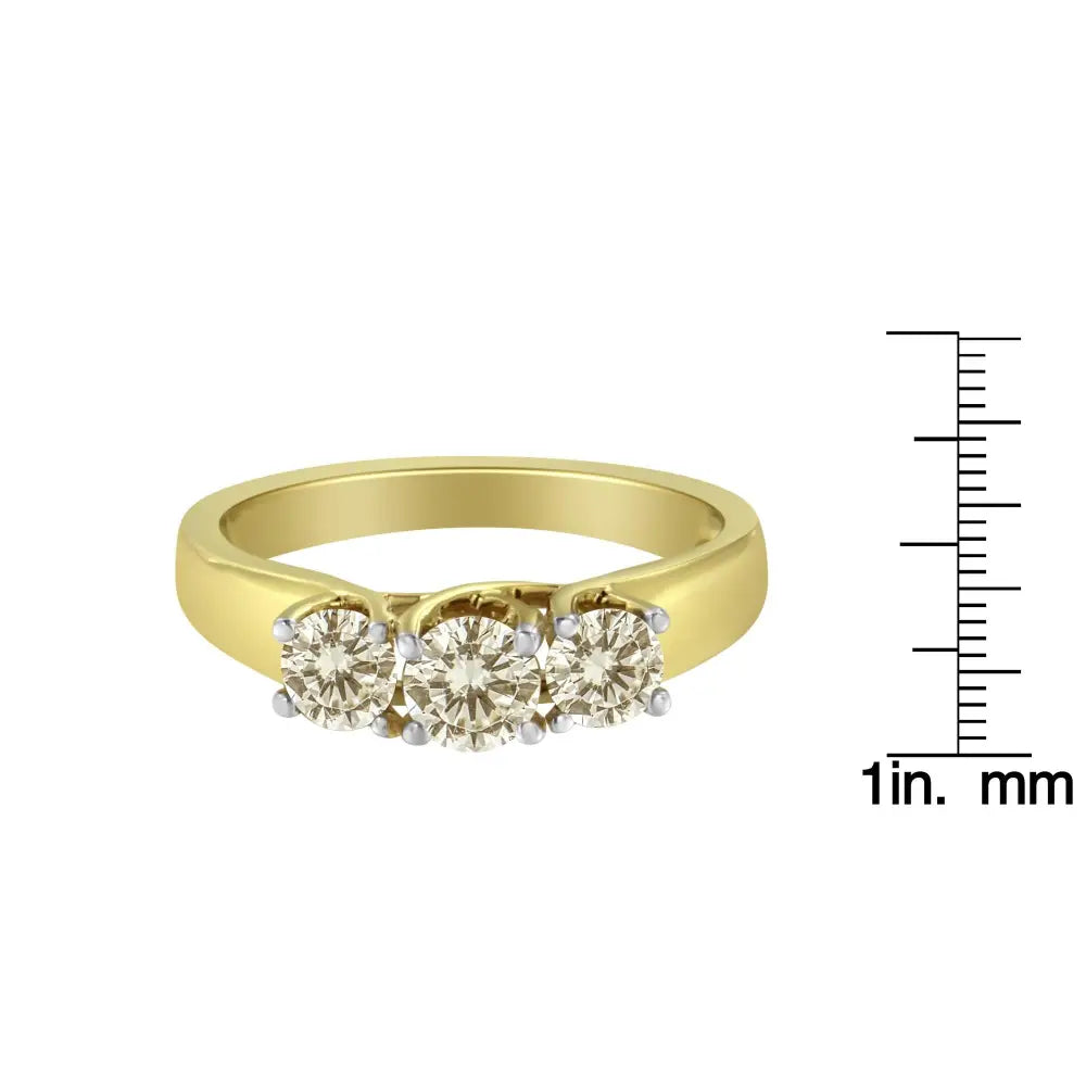 10k Yellow Gold Diamond 3-stone Ring (1 Cttw J-k Color I1-i2 Clarity) - Fine Jewelry us Direct