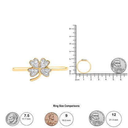 10k Yellow Gold Diamond Accent 4 Leaf Clover Ring (h-i Color I1-i2 Clarity) - Fine Jewelry us Direct