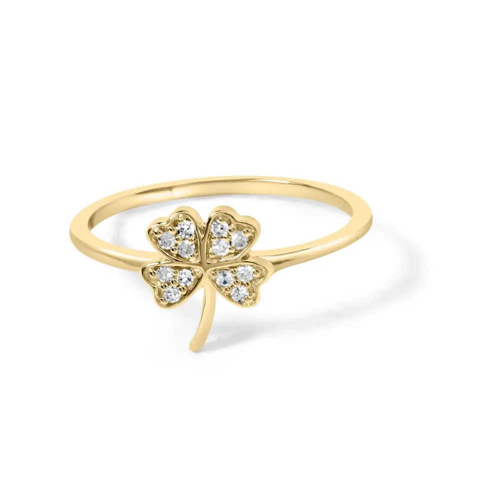 10k Yellow Gold Diamond Accent 4 Leaf Clover Ring (h-i Color I1-i2 Clarity) - Fine Jewelry us Direct