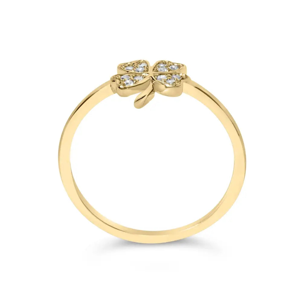 10k Yellow Gold Diamond Accent 4 Leaf Clover Ring (h-i Color I1-i2 Clarity) - Fine Jewelry us Direct