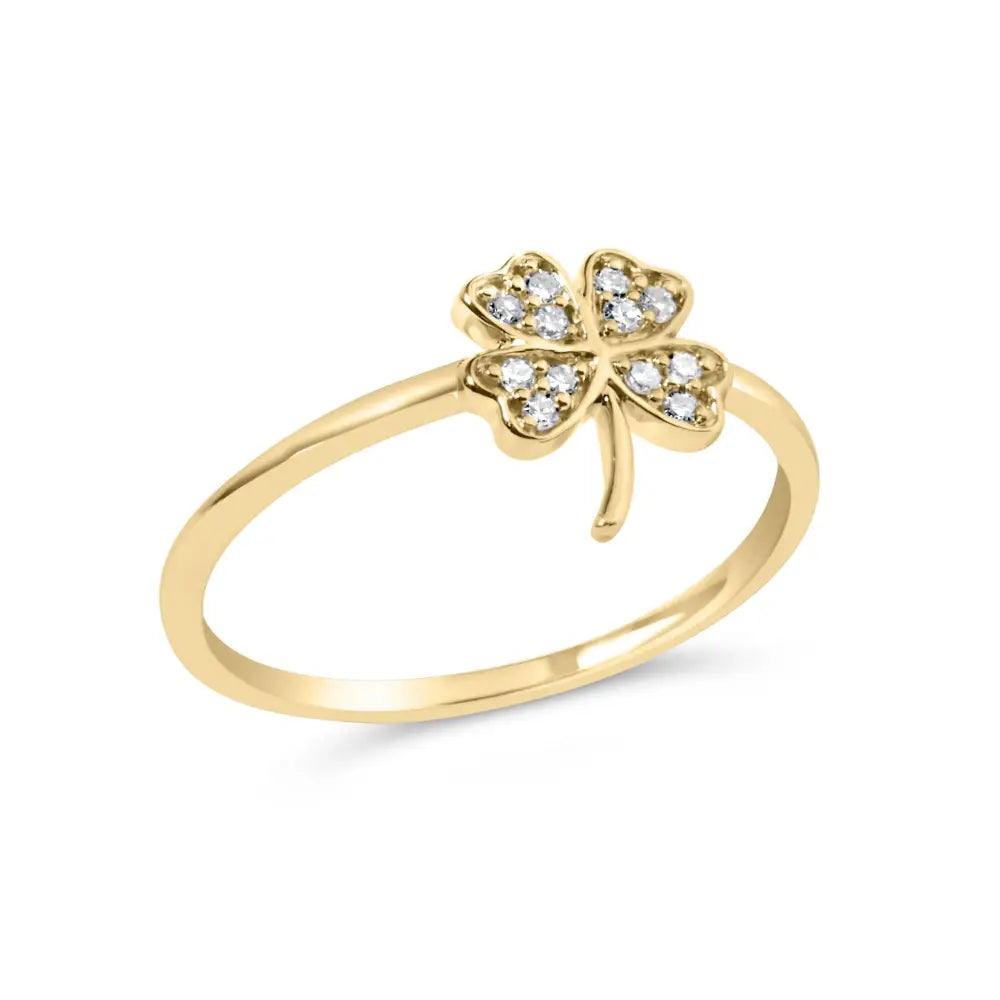 10k Yellow Gold Diamond Accent 4 Leaf Clover Ring (h-i Color I1-i2 Clarity) - Fine Jewelry us Direct