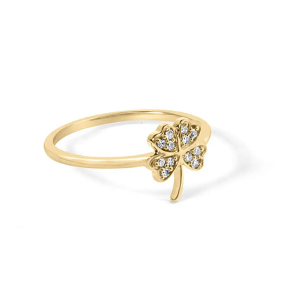 10k Yellow Gold Diamond Accent 4 Leaf Clover Ring (h-i Color I1-i2 Clarity) - Fine Jewelry us Direct