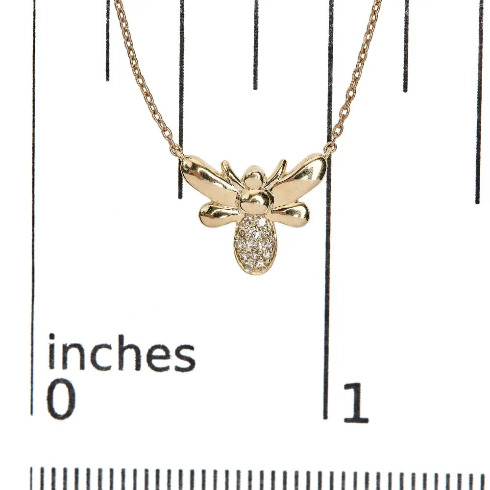 10k Yellow Gold Diamond Accented Bumble Bee Pendant 18’’ Inch Necklace (h-i Color I1-i2 Clarity) - Fine Jewelry