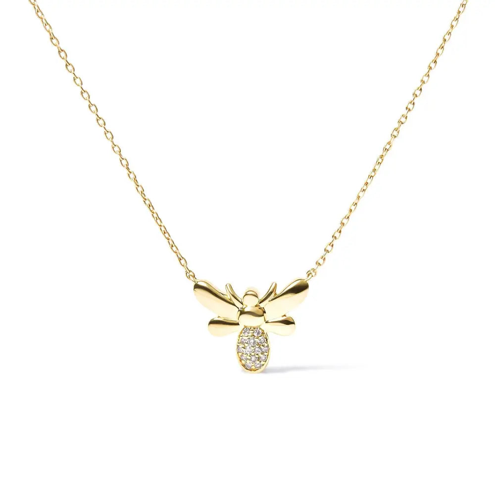 10k Yellow Gold Diamond Accented Bumble Bee Pendant 18’’ Inch Necklace (h-i Color I1-i2 Clarity) - Fine Jewelry