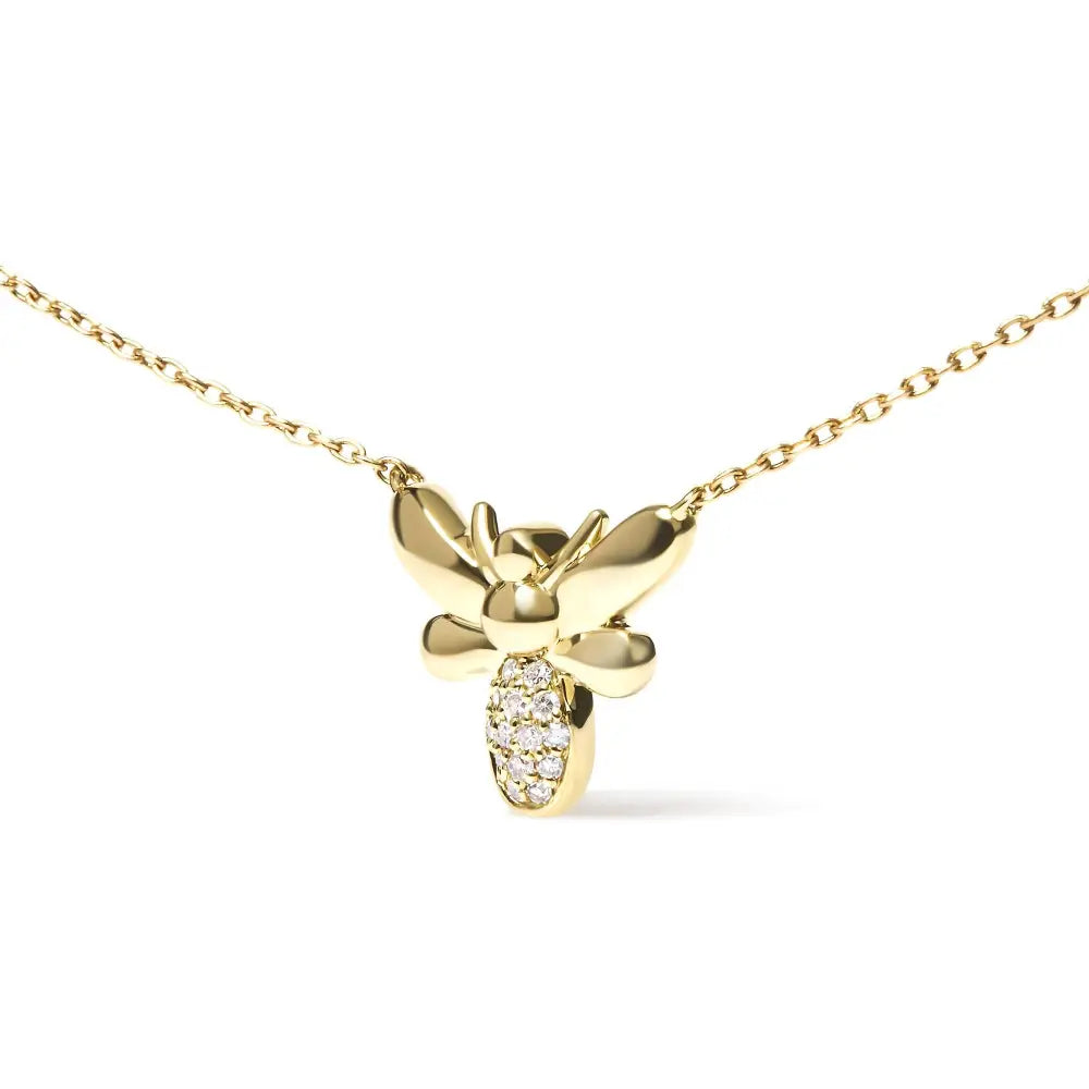 10k Yellow Gold Diamond Accented Bumble Bee Pendant 18’’ Inch Necklace (h-i Color I1-i2 Clarity) - Fine Jewelry