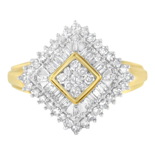 10k Yellow Gold Diamond Ballerina Ring (1 Cttw I-j Color I1-i2 Clarity) - Fine Jewelry us Direct