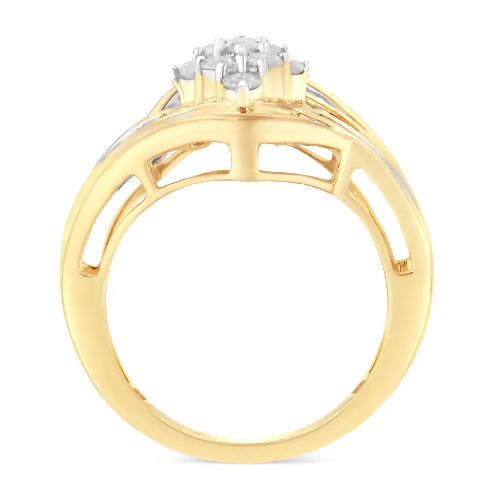 10k Yellow Gold Diamond Bypass Cluster Ring (1 Cttw I-j Color I2-i3 Clarity) - Fine Jewelry us Direct