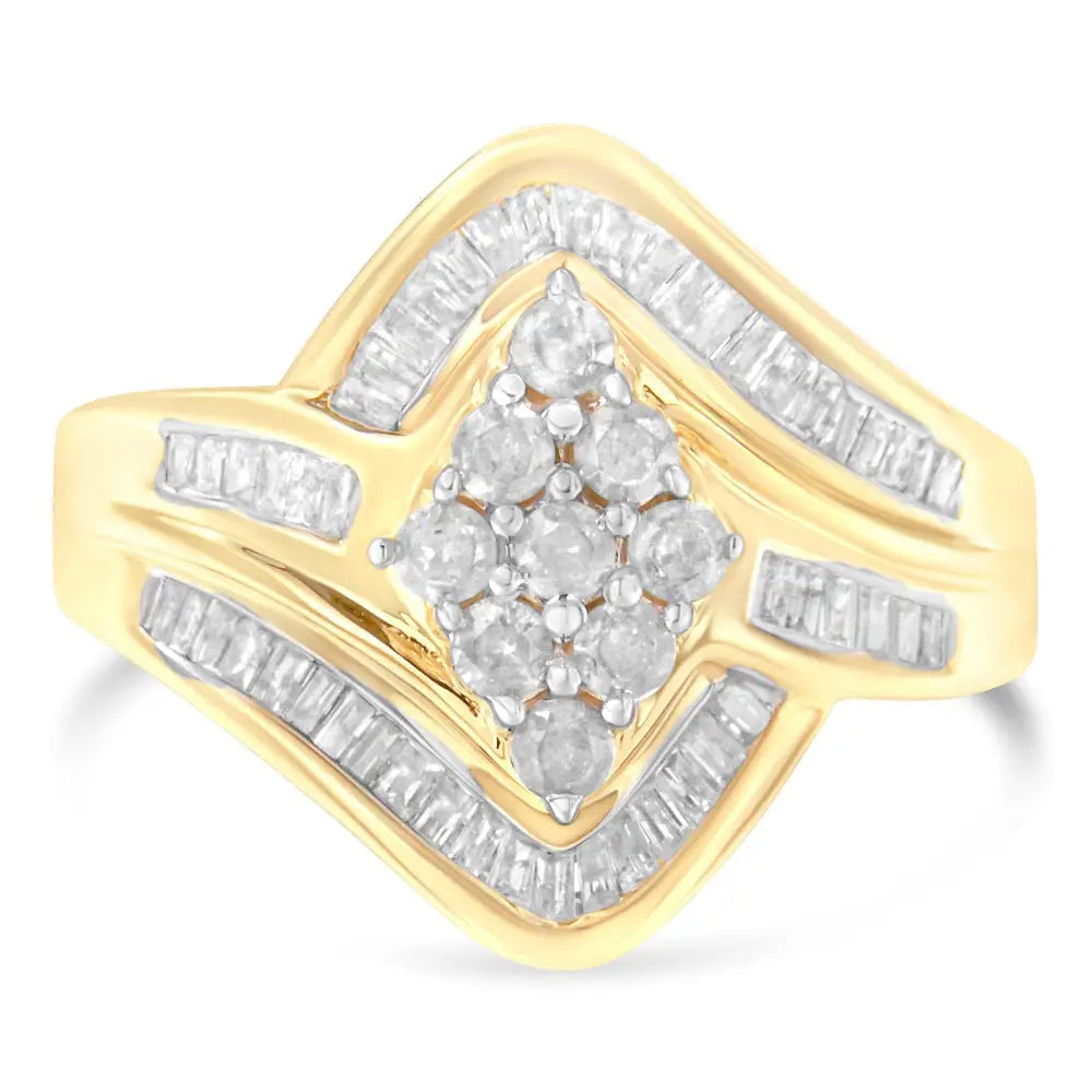 10k Yellow Gold Diamond Bypass Cluster Ring (1 Cttw I-j Color I2-i3 Clarity) - Fine Jewelry us Direct