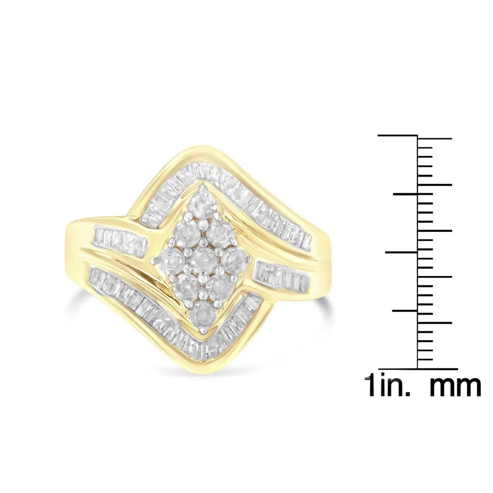 10k Yellow Gold Diamond Bypass Cluster Ring (1 Cttw I-j Color I2-i3 Clarity) - Fine Jewelry us Direct